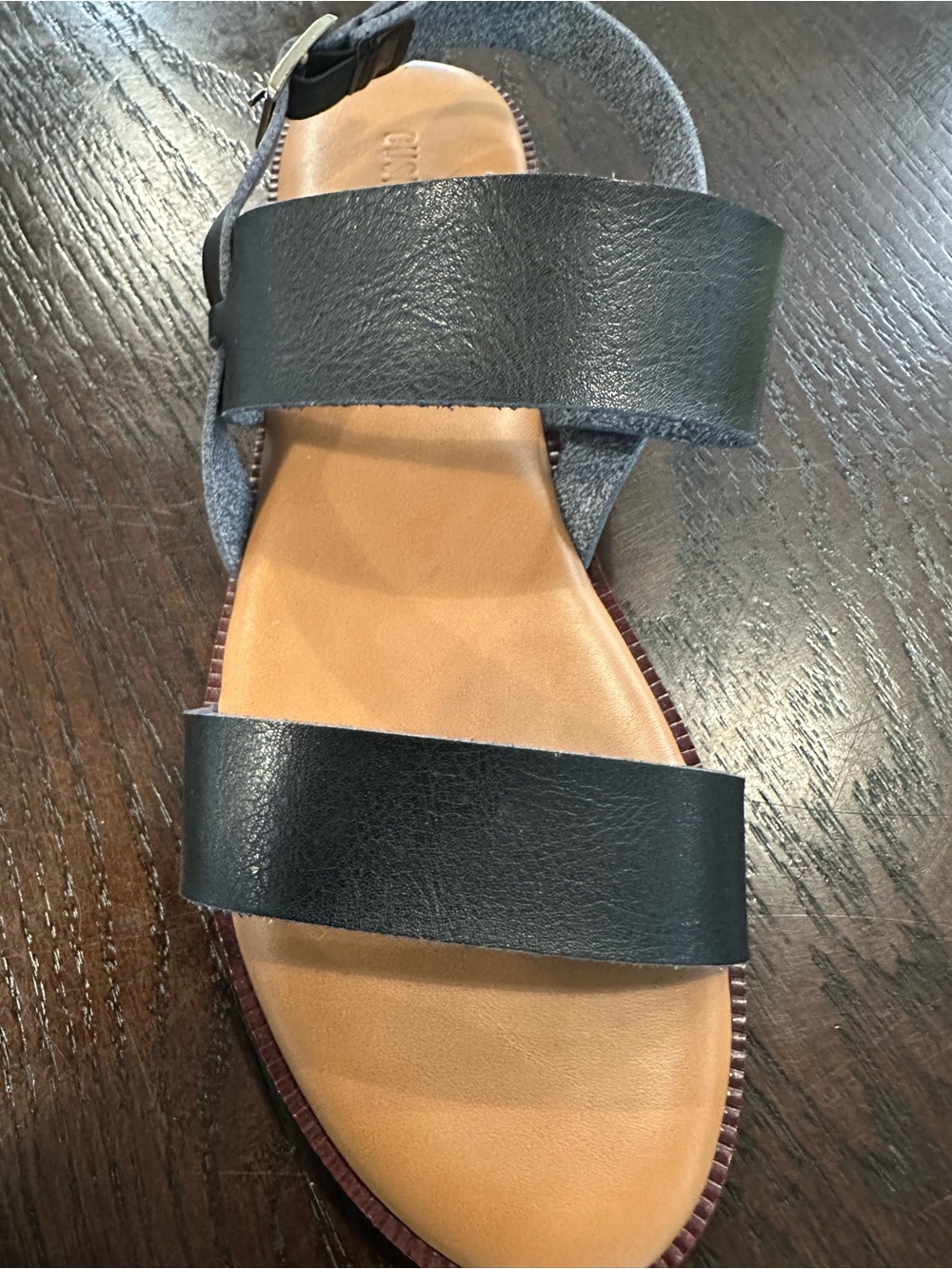 Women’s Black Flat Sandals Slingback Ankle Strap Comfort Size 8 Cushionaire - Picture 4 of 12